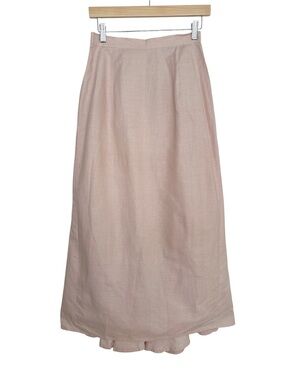 Vintage Janelle Blush Pink Linen Blend Mermaid Maxi Skirt Size 6 Cottagecore